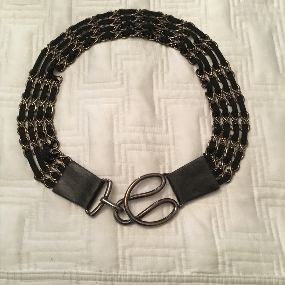 Suzi Roher Black and Silver Multi-Chain Belt